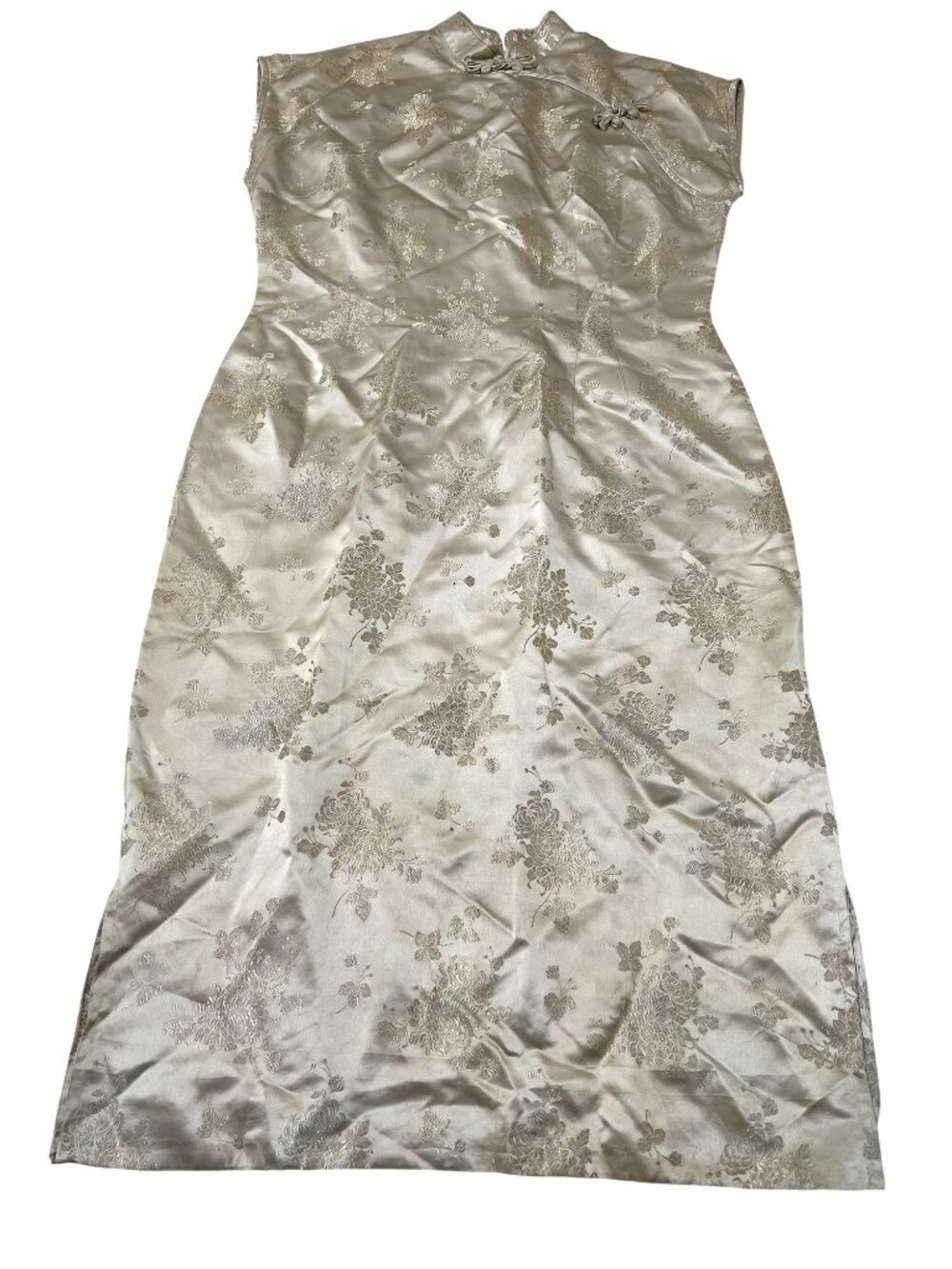 Lauhala Hawaii Vintage Qipao Cocktail Dress in Gold
